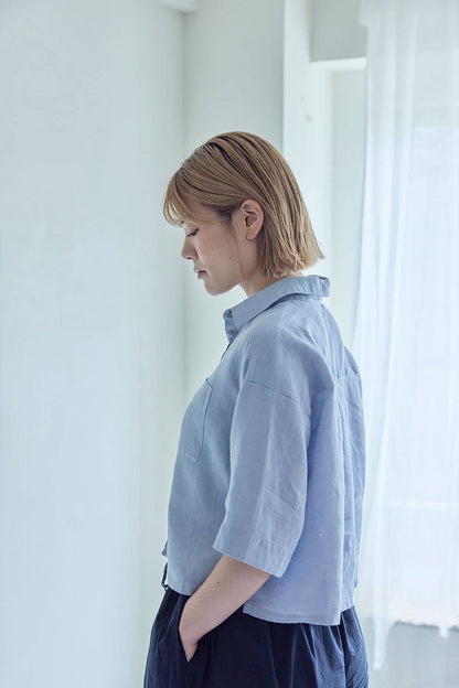 Fog Linen Work Jamie Top Blue Pale