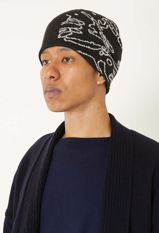 Blue Blue Japan Jacquard Beanie - Black