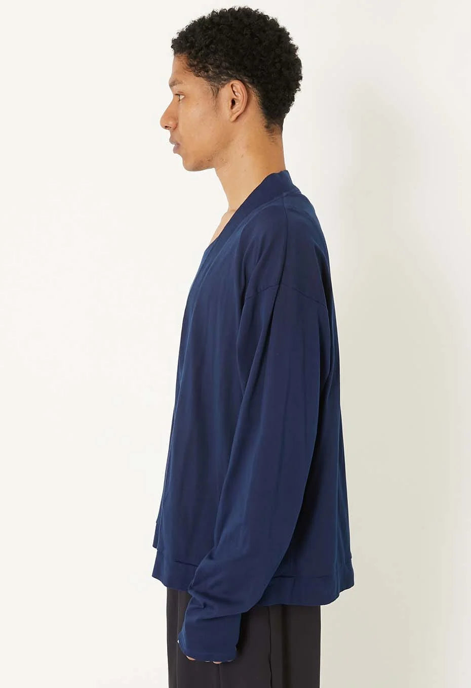Blue Blue Japan Unisex Knitted Airy Smooth Indigo Haori Cardigan