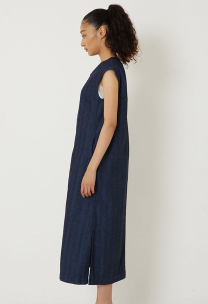 Blue Blue Japan Woven Indigo Mix Herringbone Khurta Dress