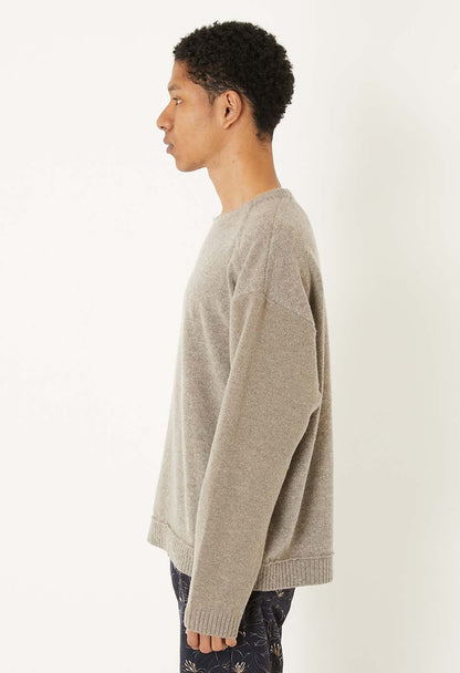 Blue Blue Japan Unisex Knitted Yak Cashmere Mixed Crewneck Pullover - Oatmeal