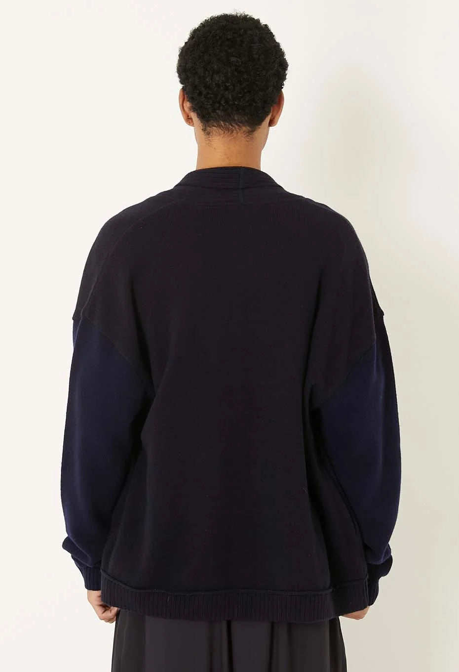 Blue Blue Japan Unisex Knitted Yak Cashmere Mixed Haori Cardigan - Dark Navy