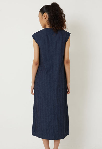 Blue Blue Japan Woven Indigo Mix Herringbone Khurta Dress