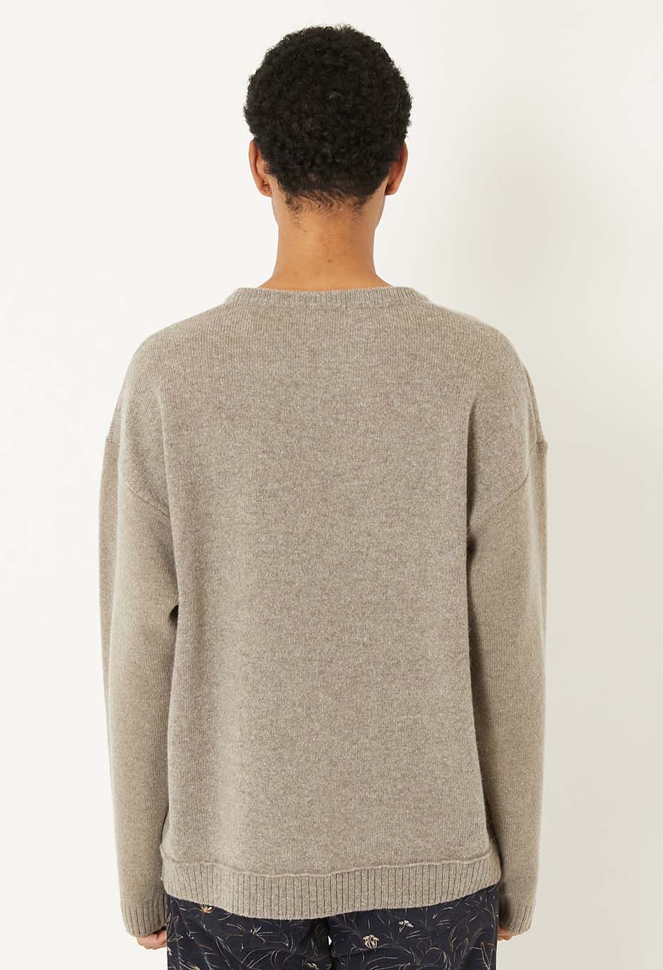 Blue Blue Japan Unisex Knitted Yak Cashmere Mixed Crewneck Pullover - Oatmeal
