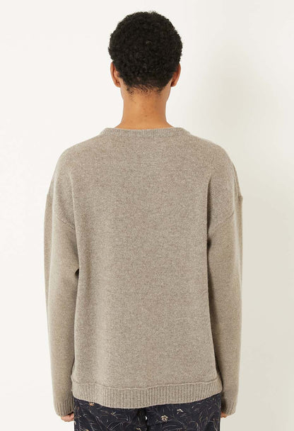 Blue Blue Japan Unisex Knitted Yak Cashmere Mixed Crewneck Pullover - Oatmeal