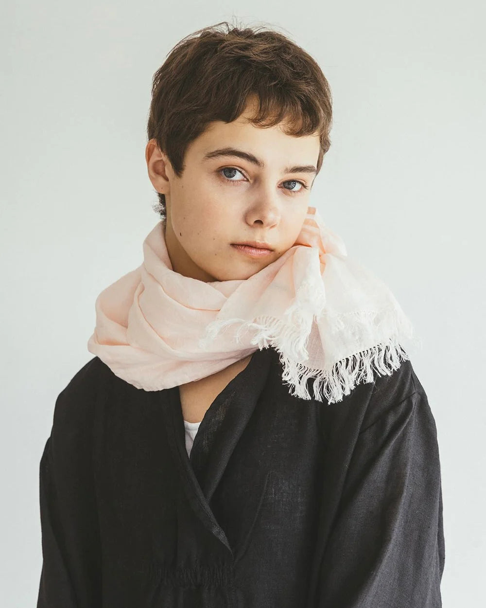 Fog Linen Work Roserie Linen Scarf - Peach