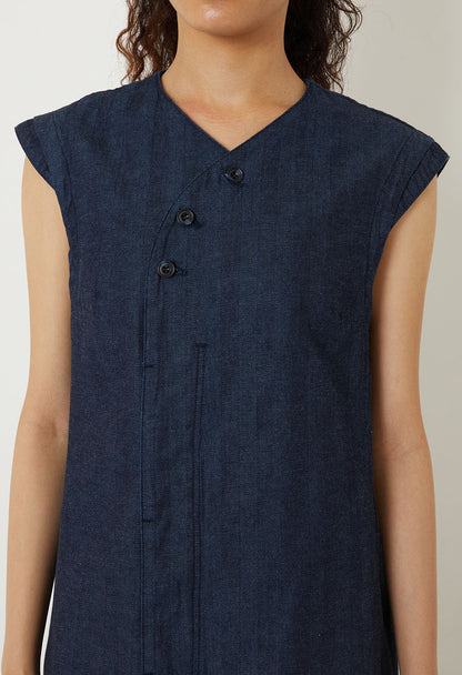 Blue Blue Japan Woven Indigo Mix Herringbone Khurta Dress