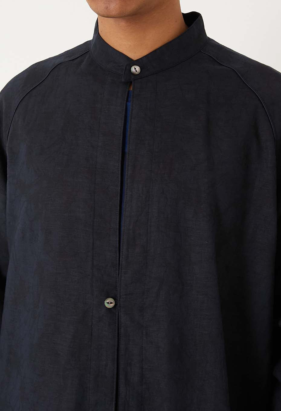 Blue Blue Japan Unisex Linen Glass Pattern Mixed Oversize Shirt