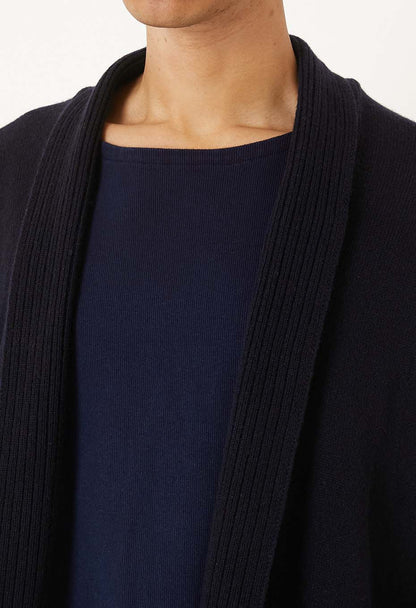 Blue Blue Japan Unisex Knitted Yak Cashmere Mixed Haori Cardigan - Dark Navy