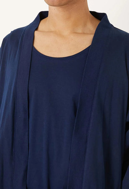 Blue Blue Japan Unisex Knitted Airy Smooth Indigo Haori Cardigan