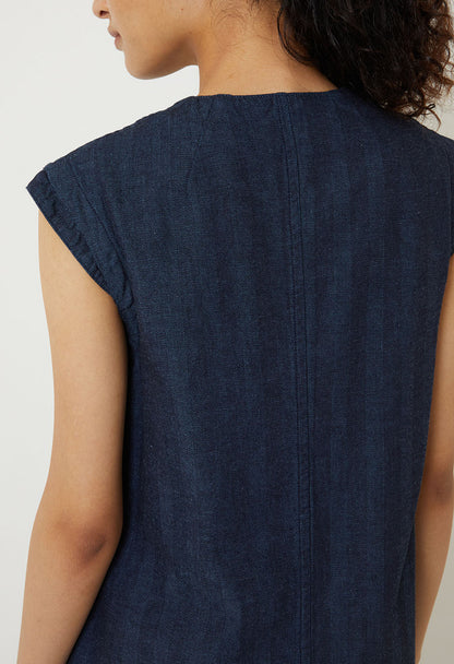 Blue Blue Japan Woven Indigo Mix Herringbone Khurta Dress