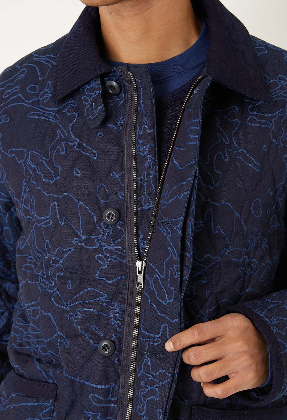 Blue Blue Japan Men's Indigo Jacquard Quilted Jacket