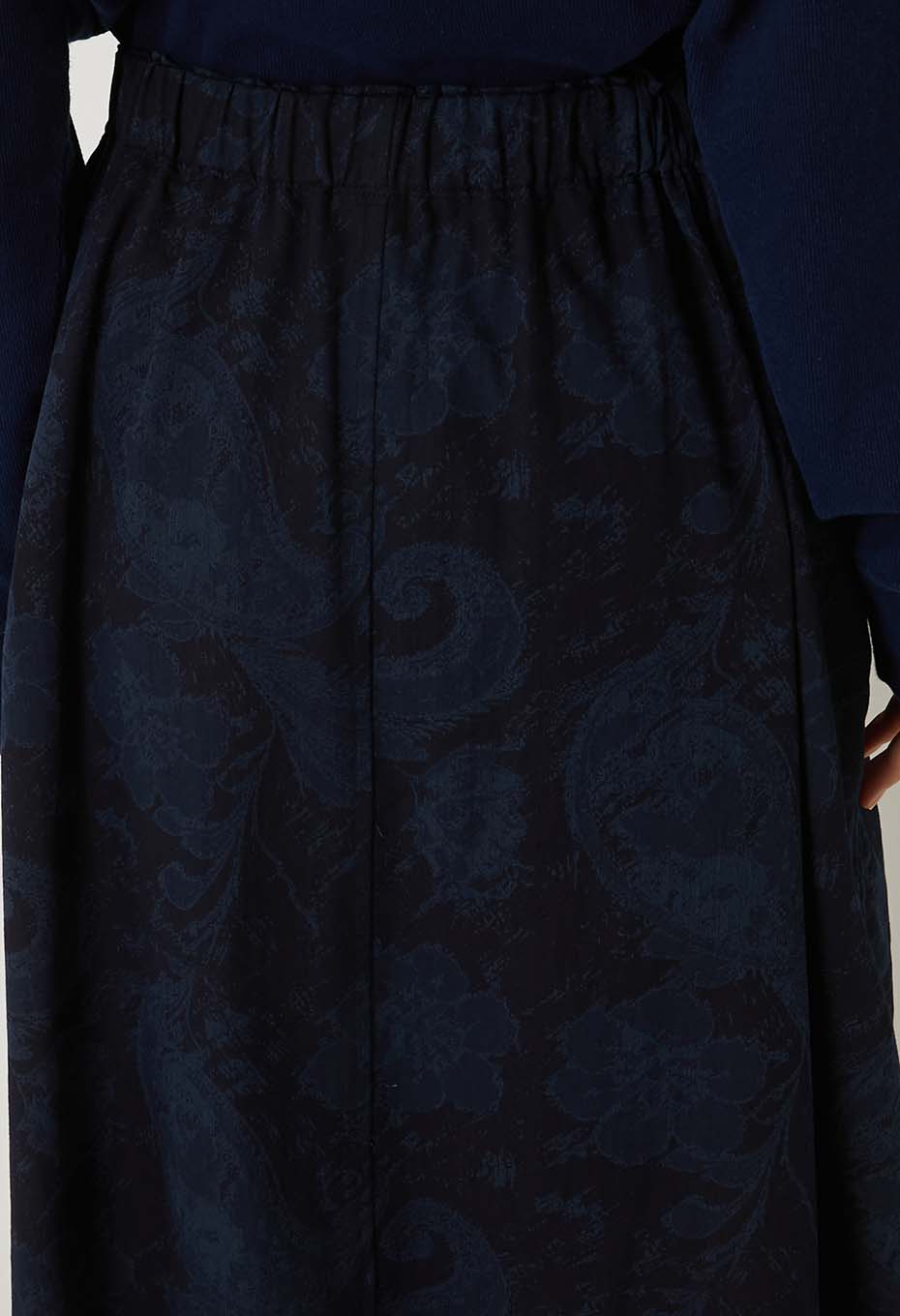 Blue Blue Japan Indigo Nylon/Satin Tsujigahana Gathered Skirt