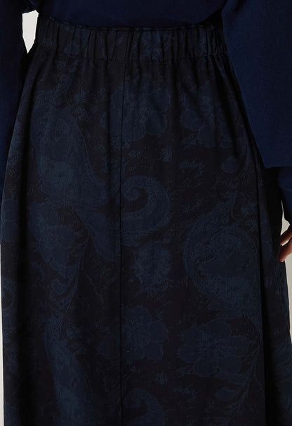 Blue Blue Japan Indigo Nylon/Satin Tsujigahana Gathered Skirt