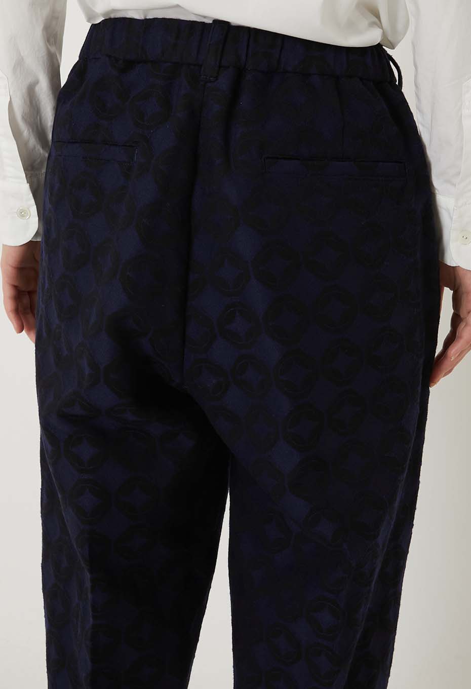 Blue Blue Japan Woman's Shippo Jacquard Tuck Pants