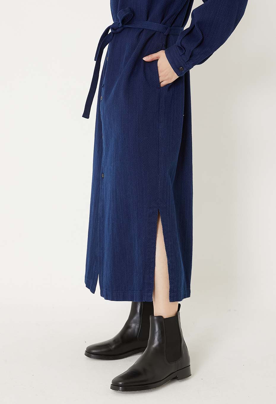 Blue Blue Japan Kasezome Sashiko Shirt Dress