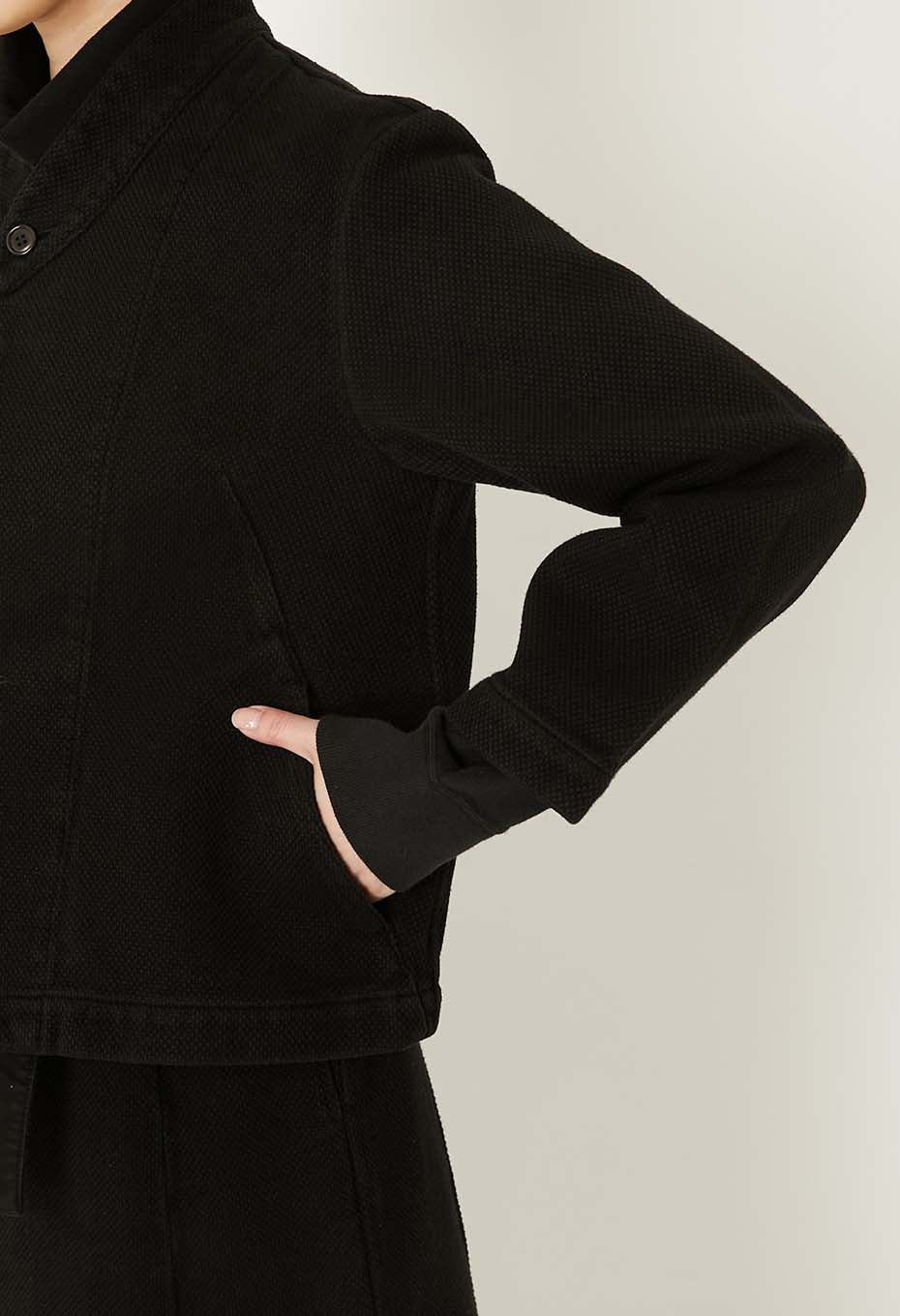 Blue Blue Japan Women's Nijuori Sashiko Haori Jacket - Black