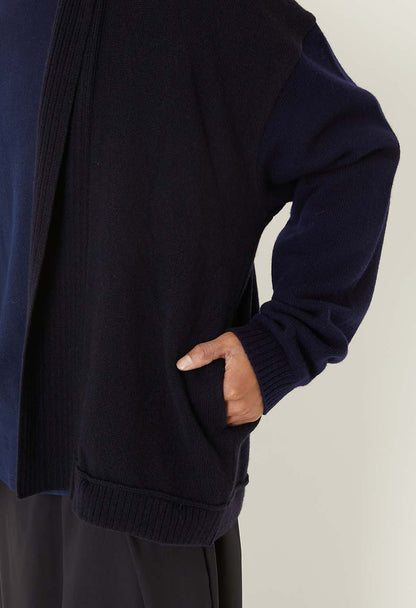 Blue Blue Japan Unisex Knitted Yak Cashmere Mixed Haori Cardigan - Dark Navy