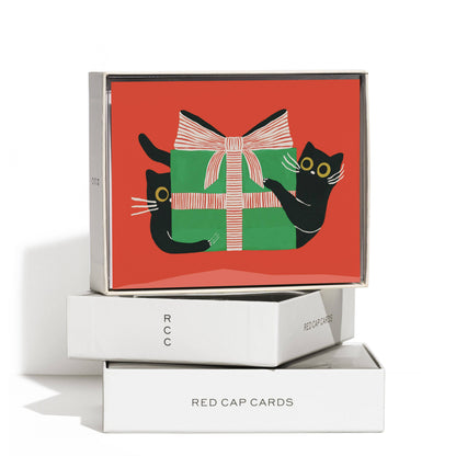Holiday Black Cat greeting card