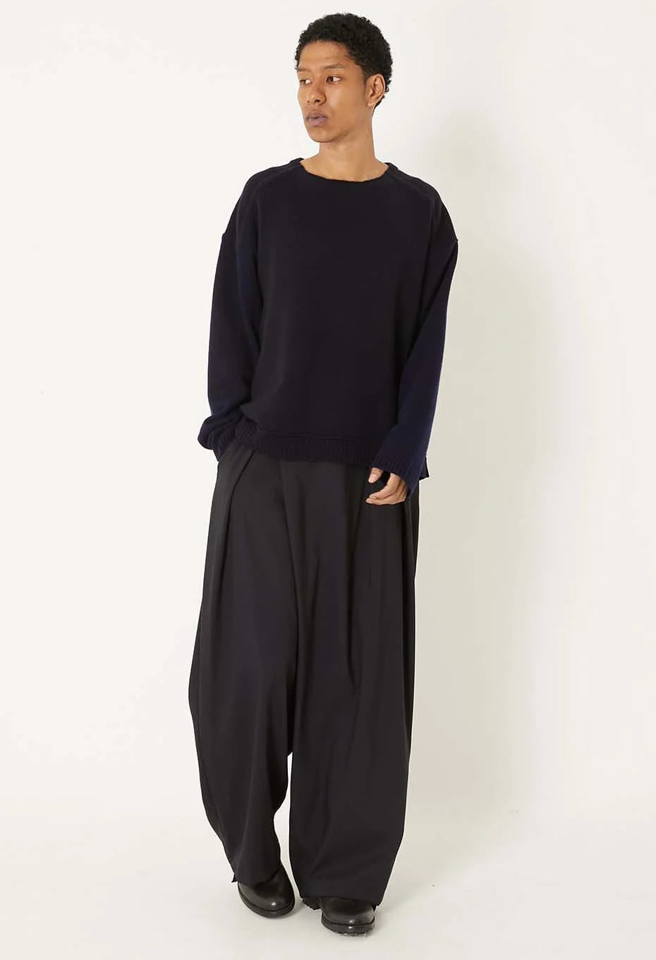 Blue Blue Japan Unisex Knitted Yak Cashmere Mixed Crewneck Pullover - Dark Navy