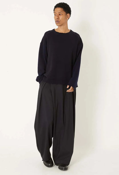 Blue Blue Japan Unisex Knitted Yak Cashmere Mixed Crewneck Pullover - Dark Navy
