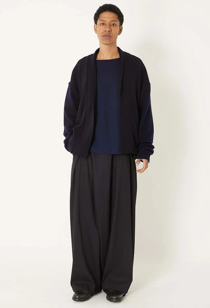 Blue Blue Japan Unisex Knitted Yak Cashmere Mixed Haori Cardigan - Dark Navy