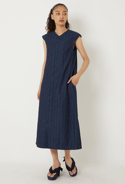 Blue Blue Japan Woven Indigo Mix Herringbone Khurta Dress