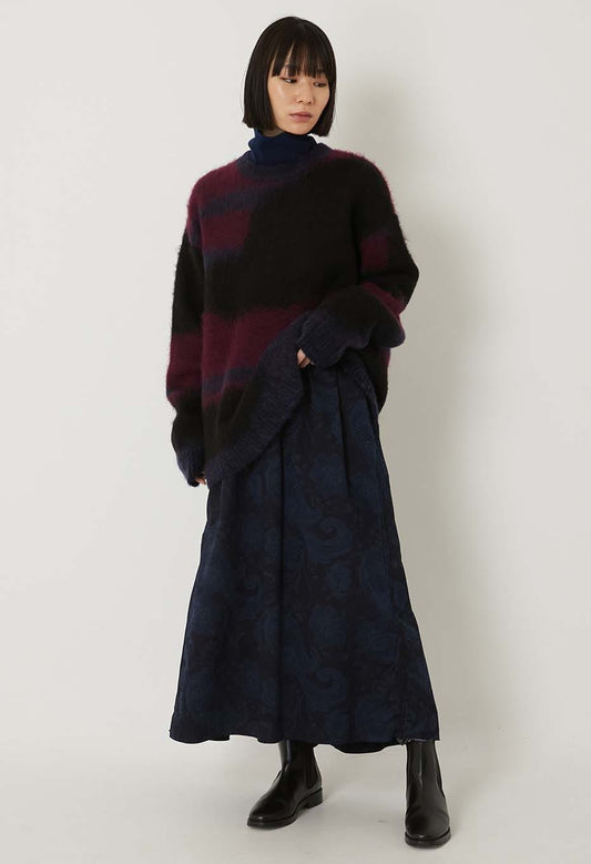 Blue Blue Japan Indigo Nylon/Satin Tsujigahana Gathered Skirt