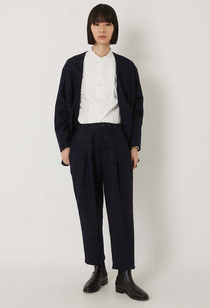 Blue Blue Japan Woman's Shippo Jacquard Tuck Pants