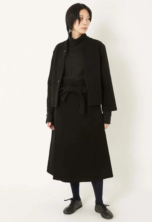 Blue Blue Japan Nijuori Sashiko Wrap Skirt - Black