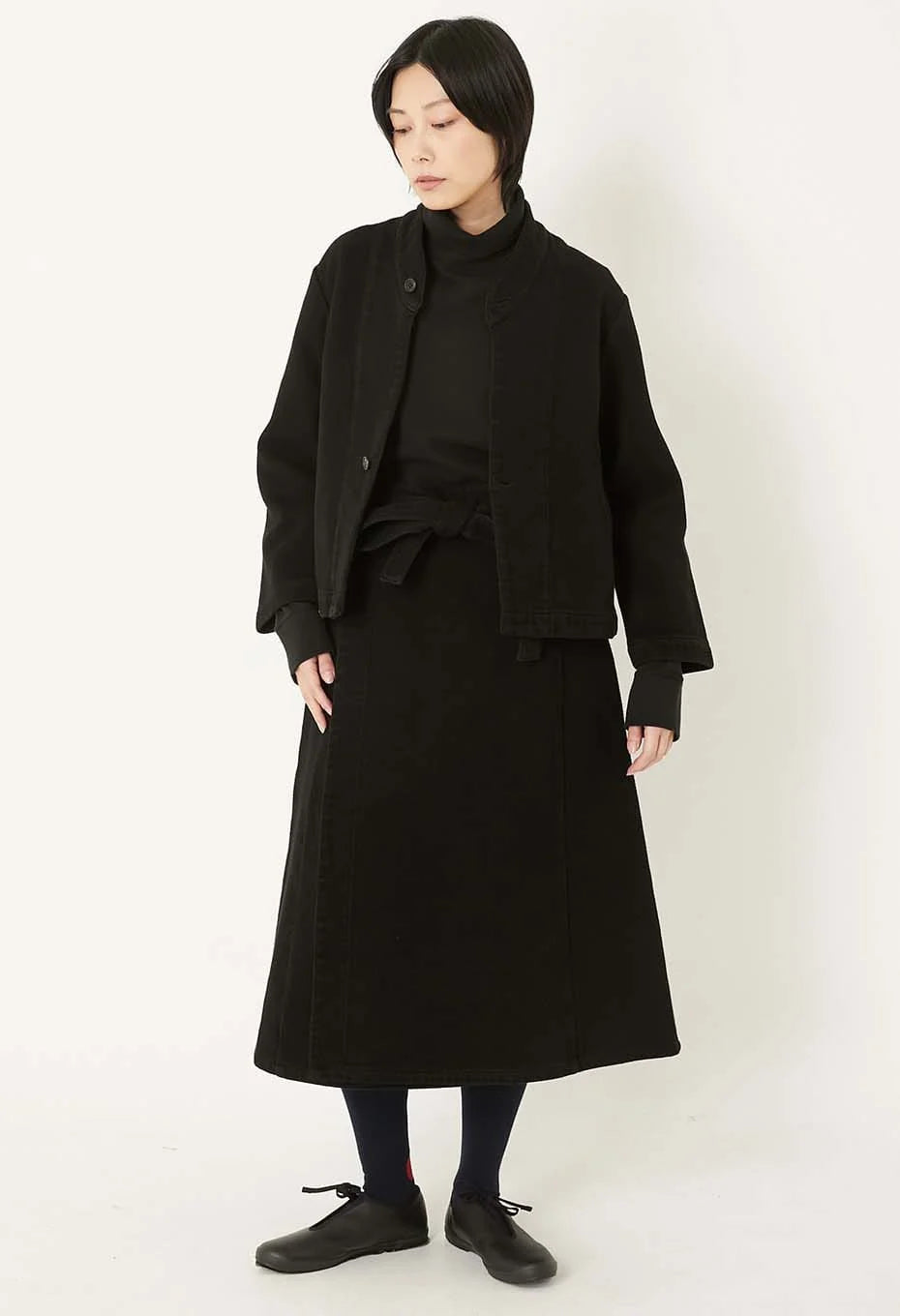 Blue Blue Japan Women's Nijuori Sashiko Haori Jacket - Black