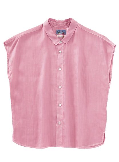 Blue Blue Japan Woven Plant-dye French Sleeve Shirt - Pink