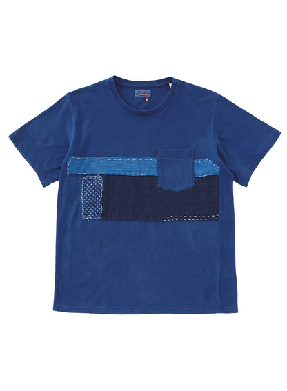 Blue Blue Japan Unisex Knitted Indigo Patchwork T-shirt