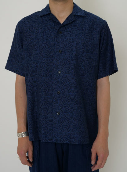 Blue Blue Japan Men's Woven Indigo Mizuhiki Jacquard Shirt