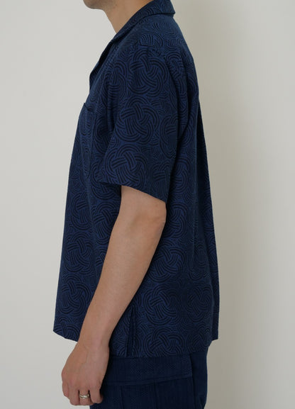 Blue Blue Japan Men's Woven Indigo Mizuhiki Jacquard Shirt