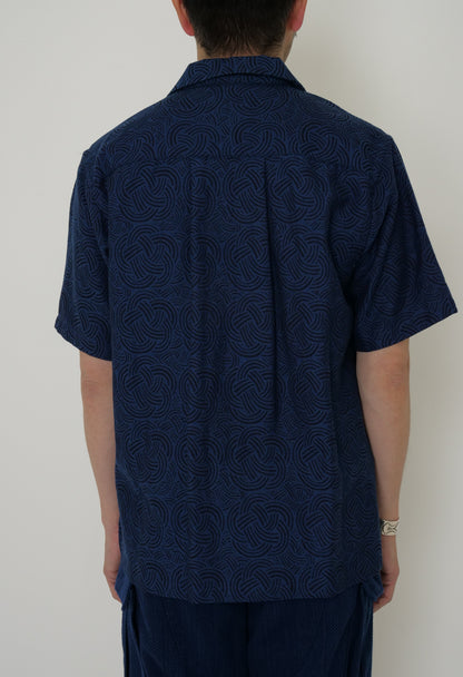 Blue Blue Japan Men's Woven Indigo Mizuhiki Jacquard Shirt