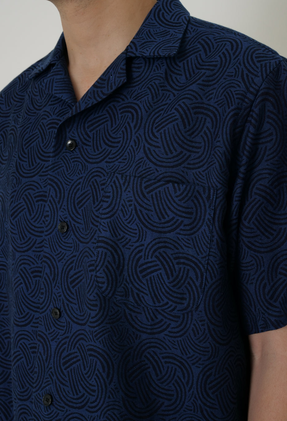 Blue Blue Japan Men's Woven Indigo Mizuhiki Jacquard Shirt
