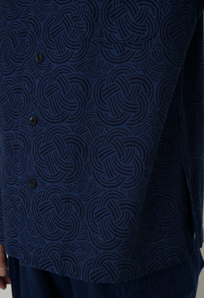 Blue Blue Japan Men's Woven Indigo Mizuhiki Jacquard Shirt