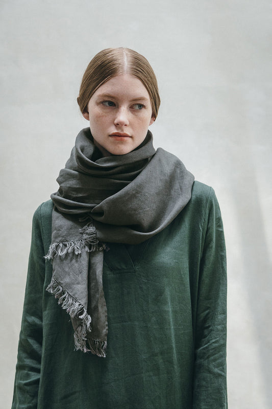 [Arriving Next Week] Fog Linen Work Roserie Linen Scarf - Acier