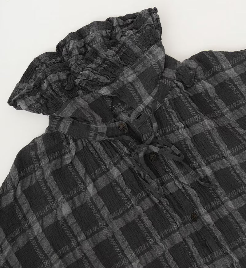 Veritecoeur Favorite Check Blouse - Gray