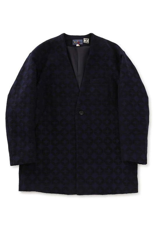Blue Blue Japan Woman's Shippo jacquard 1B Collarless Jacket