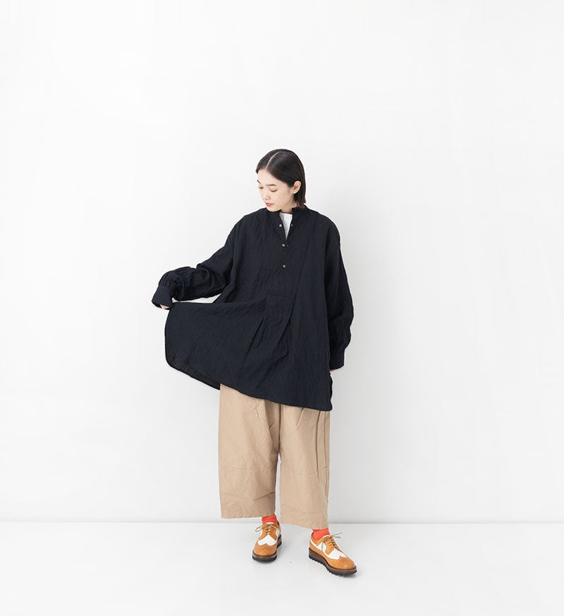 [Arriving Next Monday] Veritecoeur Wool Linen Yoke Shirt - Black (One Size Fits All)
