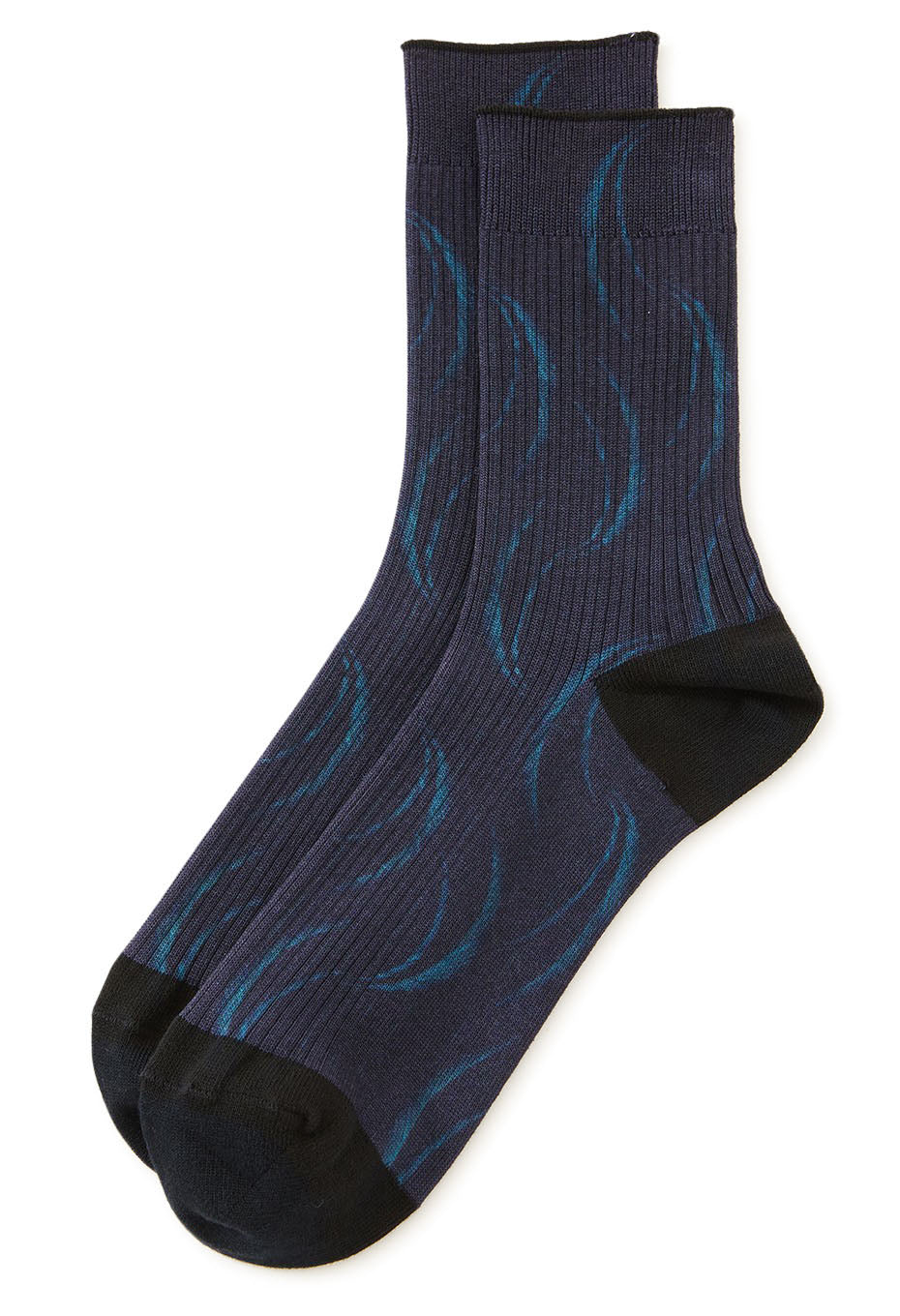 Blue Blue Japan Unisex Knitted Mebuki Printed Socks - Navy