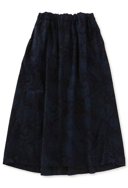 Blue Blue Japan Indigo Nylon/Satin Tsujigahana Gathered Skirt