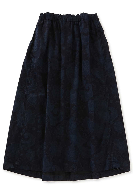 Blue Blue Japan Indigo Nylon/Satin Tsujigahana Gathered Skirt