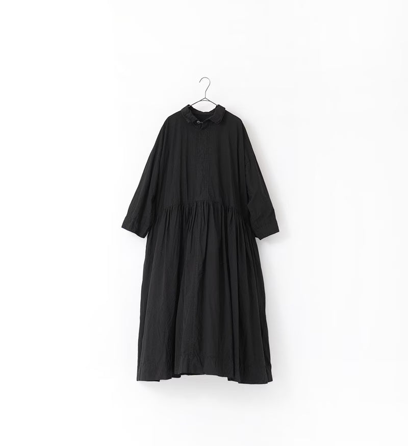 Veritecoeur LTD-190 Hidden Placket Gathered Dress - Black