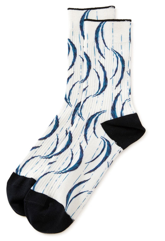 Blue Blue Japan Unisex Knitted Mebuki Printed Socks - White