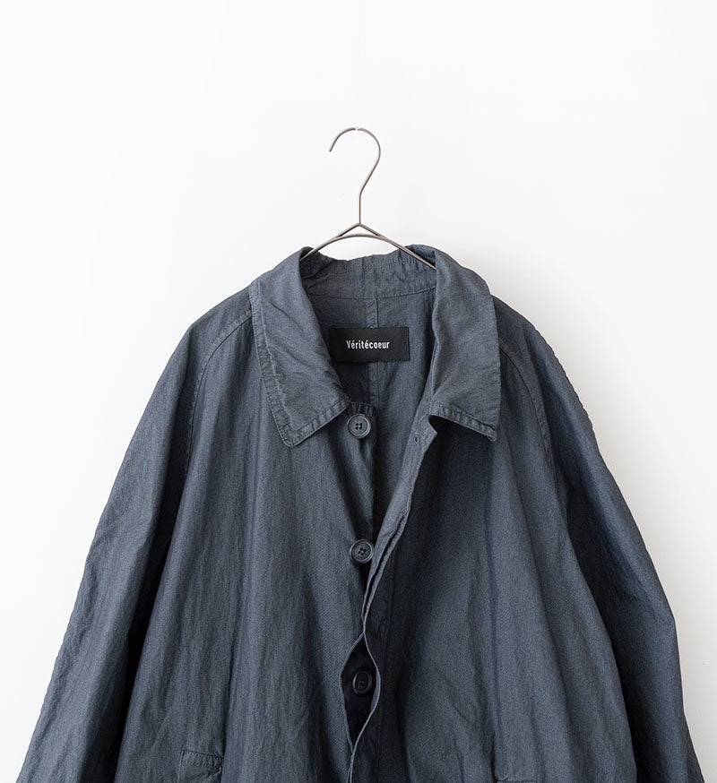 [Arriving Soon] Veritecoeur Stand Collar Coat - Sumi Gray