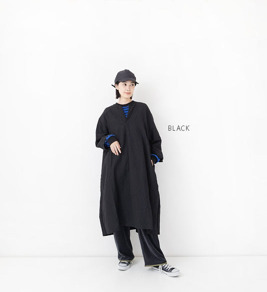 [Arriving Next Monday] Veritecoeur Wool Linen Skipper Dress - Black (One Size Fits All)