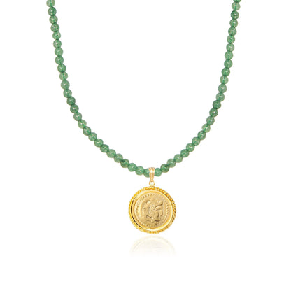 HERMINA ATHENS - Aventurine Necklace with Hercules Charm